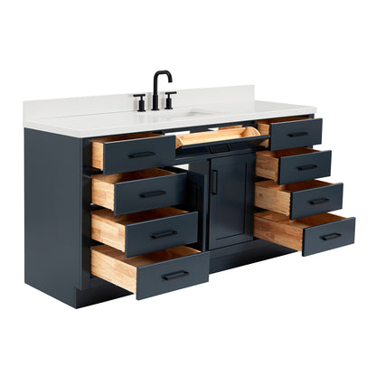 Isabella 66-Inch Midnight Blue bathroom vanity on white background – product photo 1