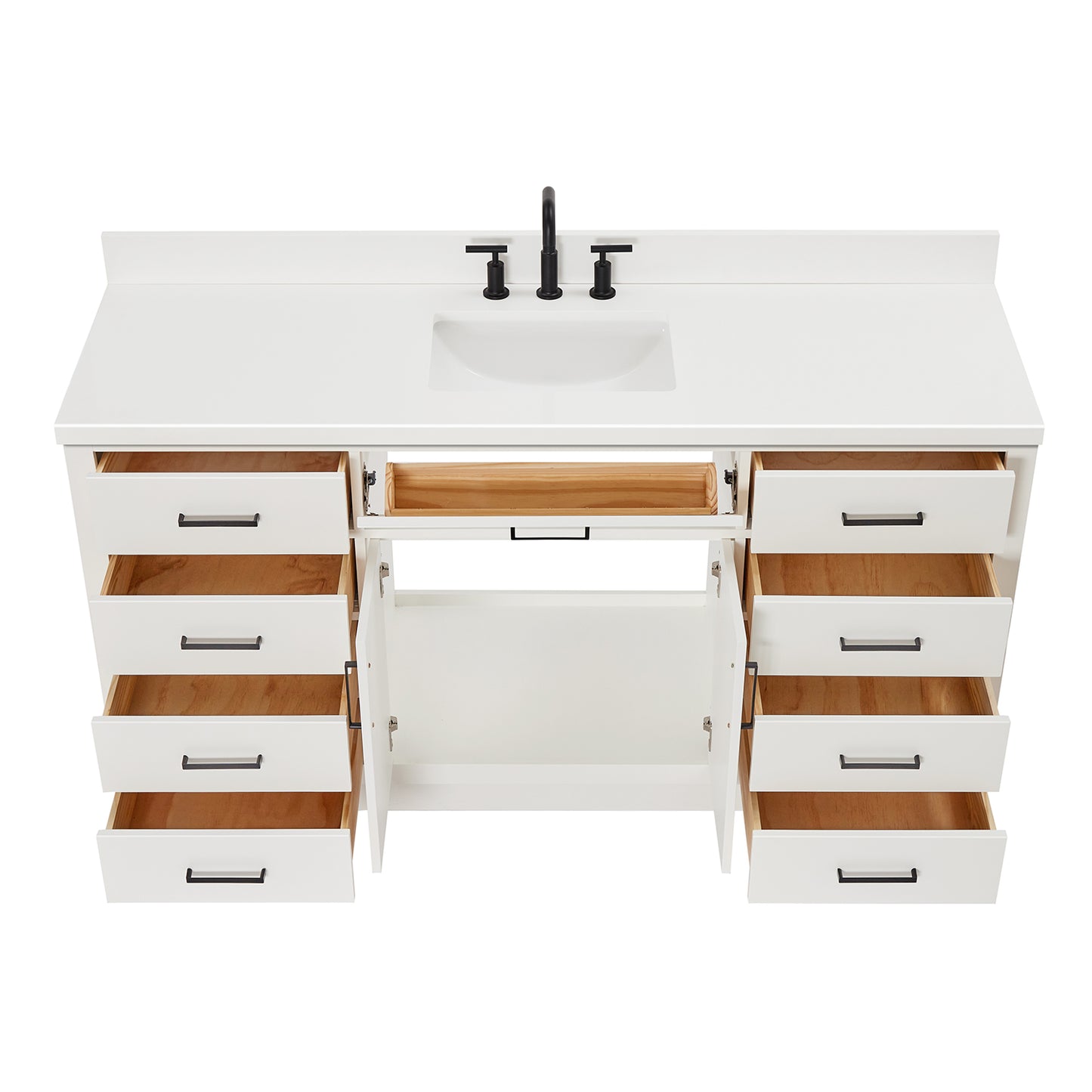 Isabella 66-Inch White bathroom vanity on white background – product photo 2