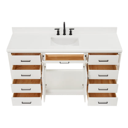 Isabella 66-Inch White bathroom vanity on white background – product photo 2