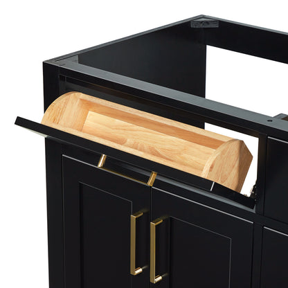 Isabella 72-inch Black base cabinet on white back ground top down