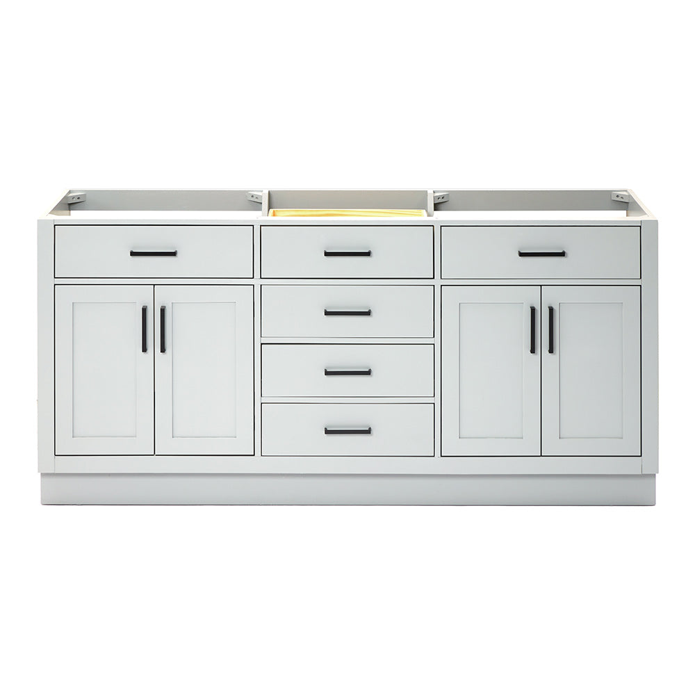 Isabella 72-inch Grey base cabinet on white back ground front view main image