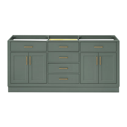 Isabella 72-inch Vintage Green base cabinet on white back ground front view main image