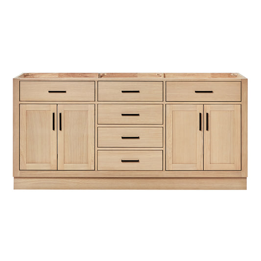 Isabella 72-inch Natural Oak base cabinet on white back ground front view main image