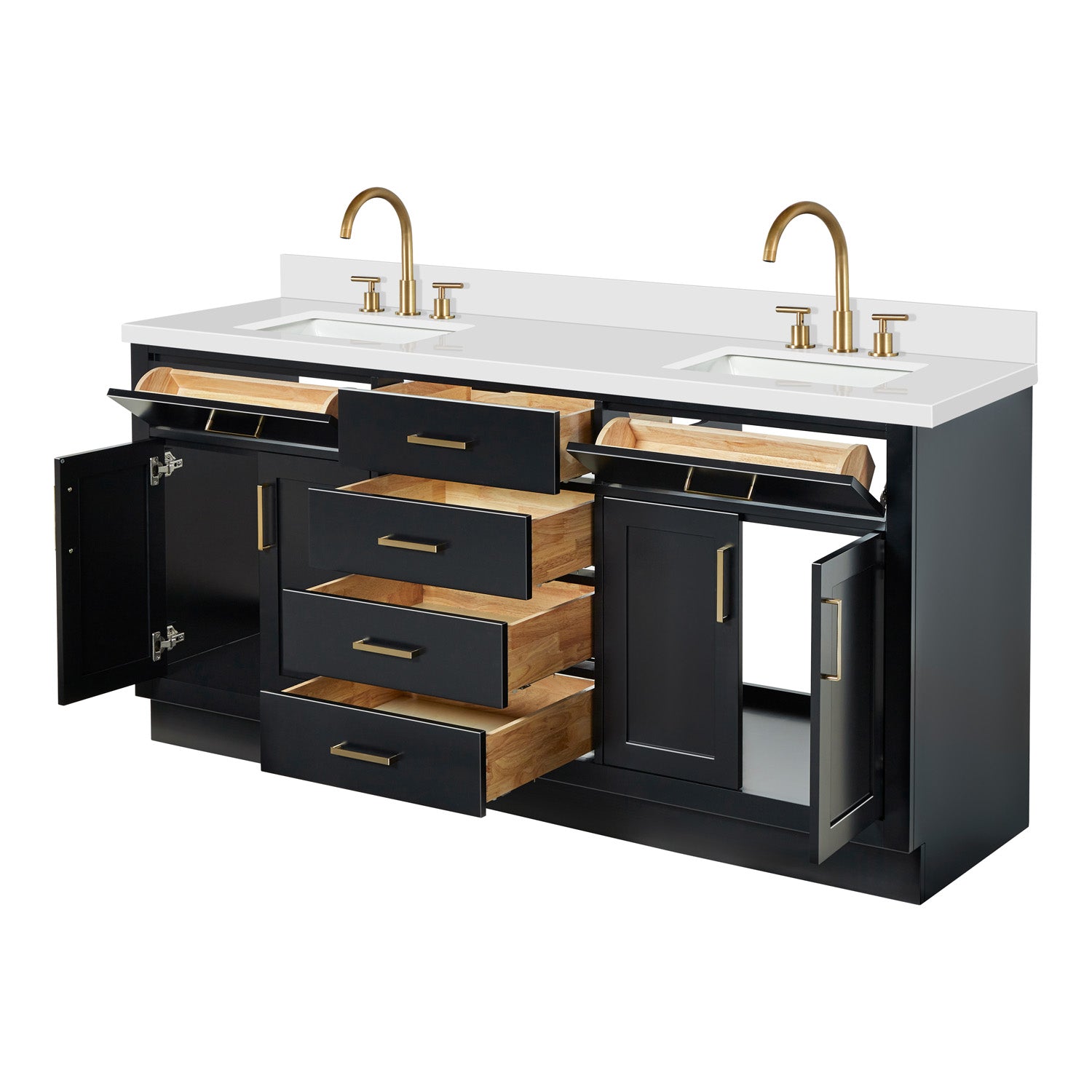 Isabella 72-Inch Black bathroom vanity on white background – product photo 1