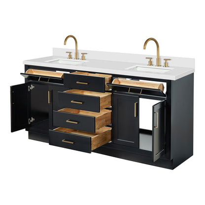 Isabella 72-Inch Black bathroom vanity on white background – product photo 1
