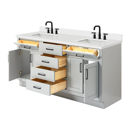 Isabella 72-Inch Grey bathroom vanity on white background – product photo 1