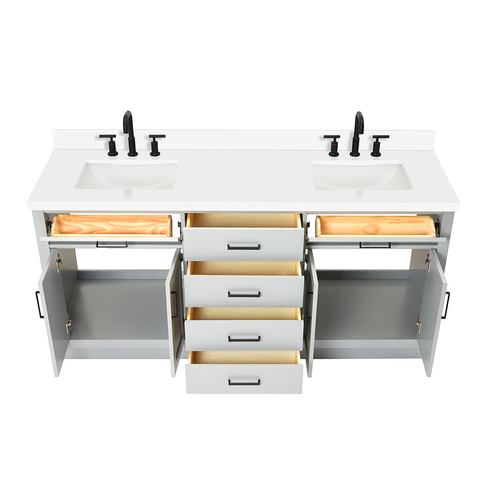 Isabella 72-Inch Grey bathroom vanity on white background – product photo 2