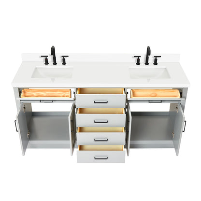 Isabella 72-Inch Grey bathroom vanity on white background – product photo 2