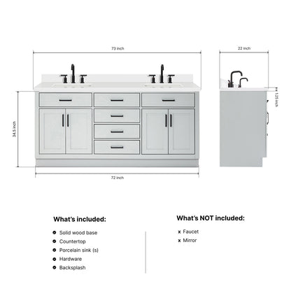 Isabella 72-Inch Grey bathroom vanity dimensions
