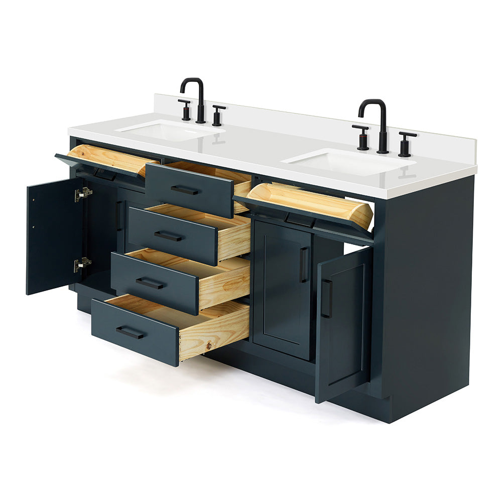 Isabella 72-Inch Midnight Blue bathroom vanity on white background – product photo 1