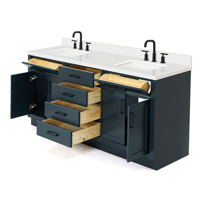 Isabella 72-Inch Midnight Blue bathroom vanity on white background – product photo 1