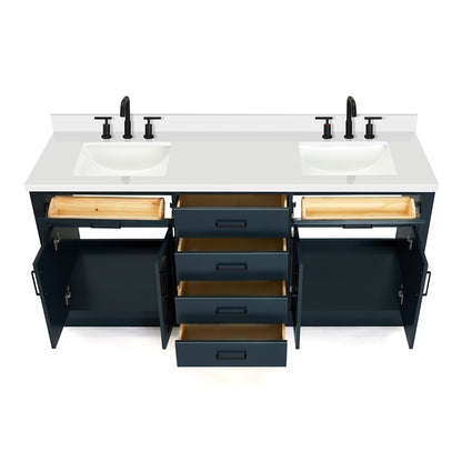 Isabella 72-Inch Midnight Blue bathroom vanity on white background – product photo 2