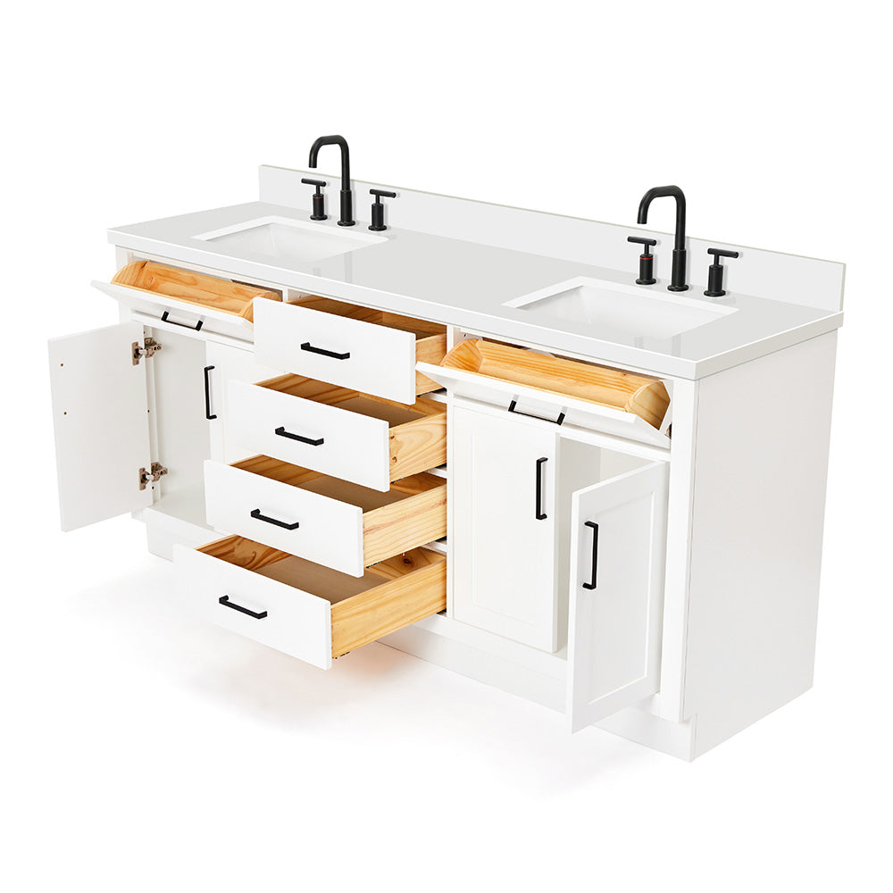 Isabella 72-Inch White bathroom vanity on white background – product photo 1