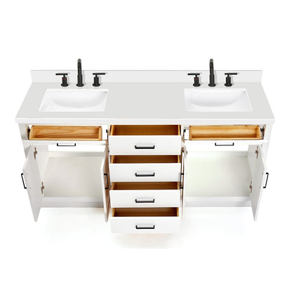 Isabella 72-Inch White bathroom vanity on white background – product photo 2