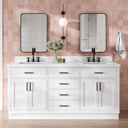 Isabella 72-Inch White bathroom vanity in styled bathroom setting