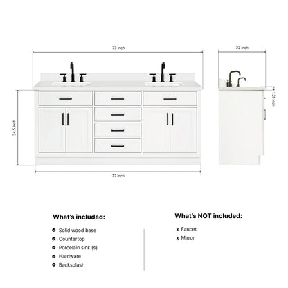 Isabella 72-Inch White bathroom vanity dimensions