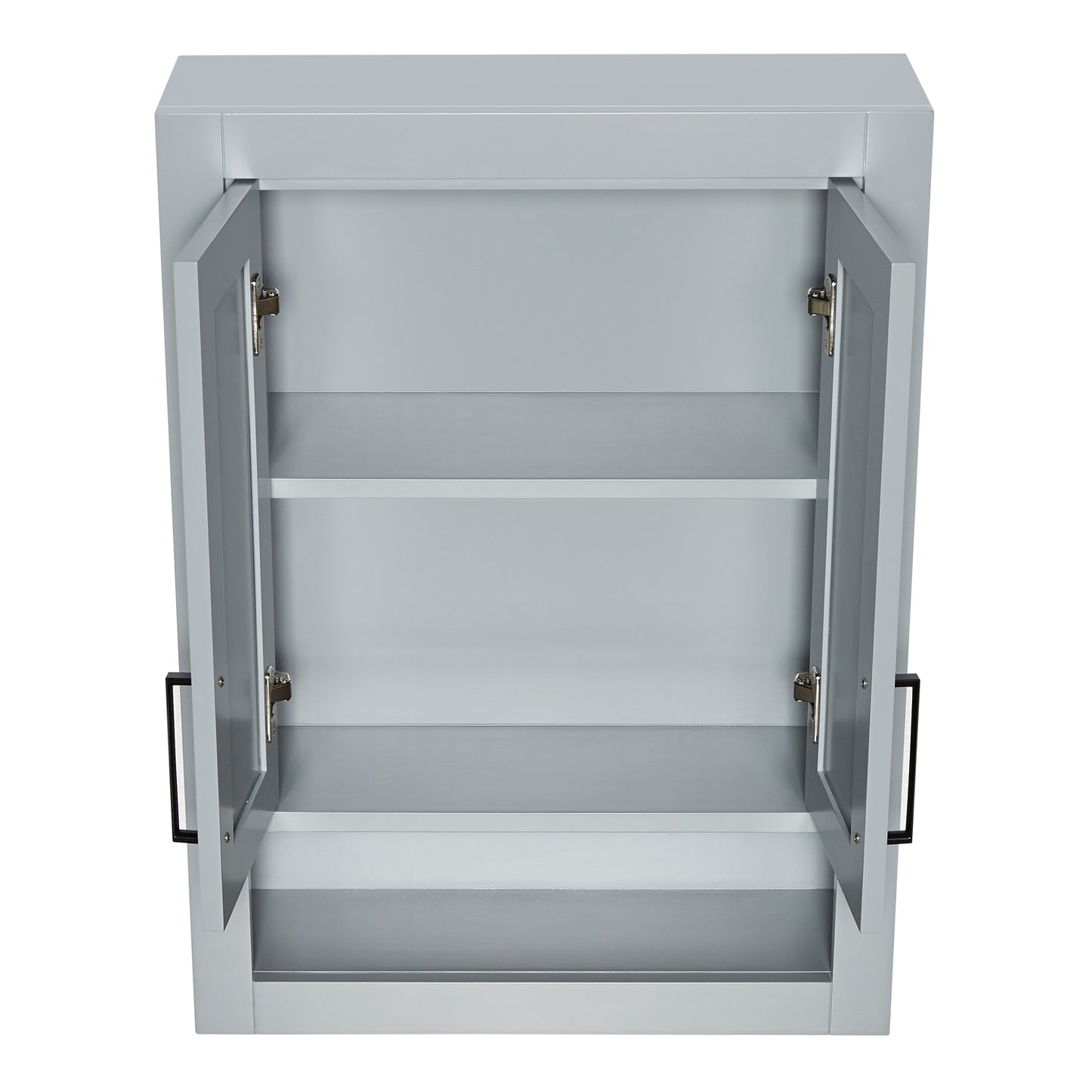 Isabella 3123-inch Grey base cabinet on white back ground side view open door