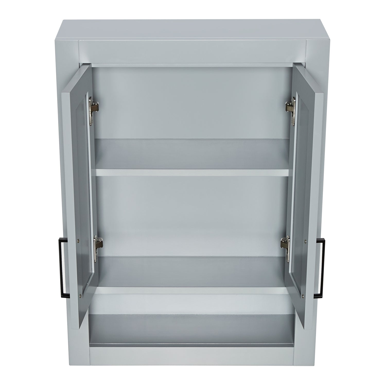 Isabella 3123-inch Grey base cabinet on white back ground side view open door