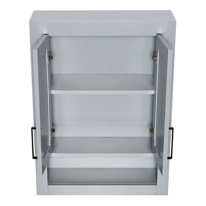 Isabella 3123-inch Grey base cabinet on white back ground side view open door