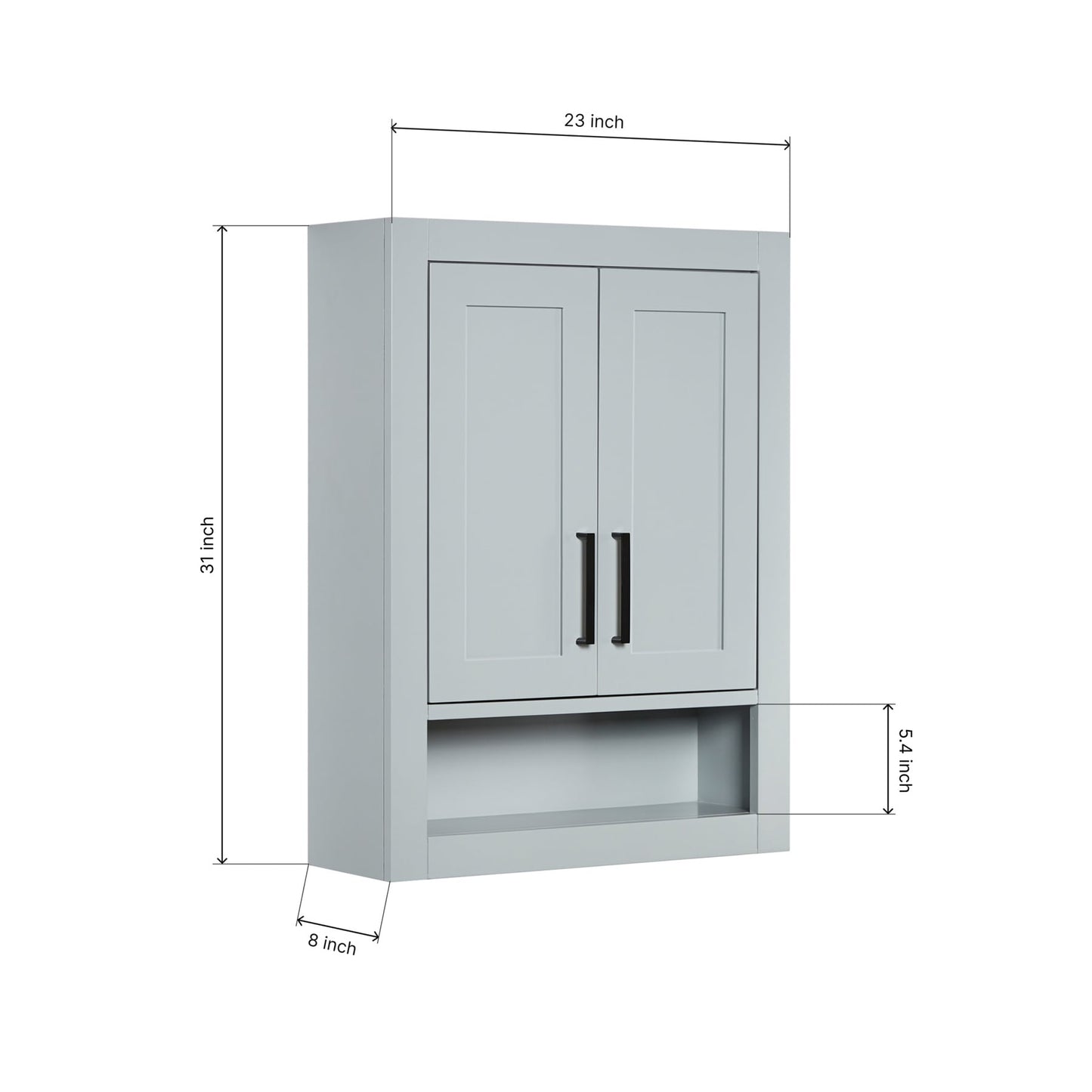 Isabella 3123-inch Grey base cabinet on dimensions