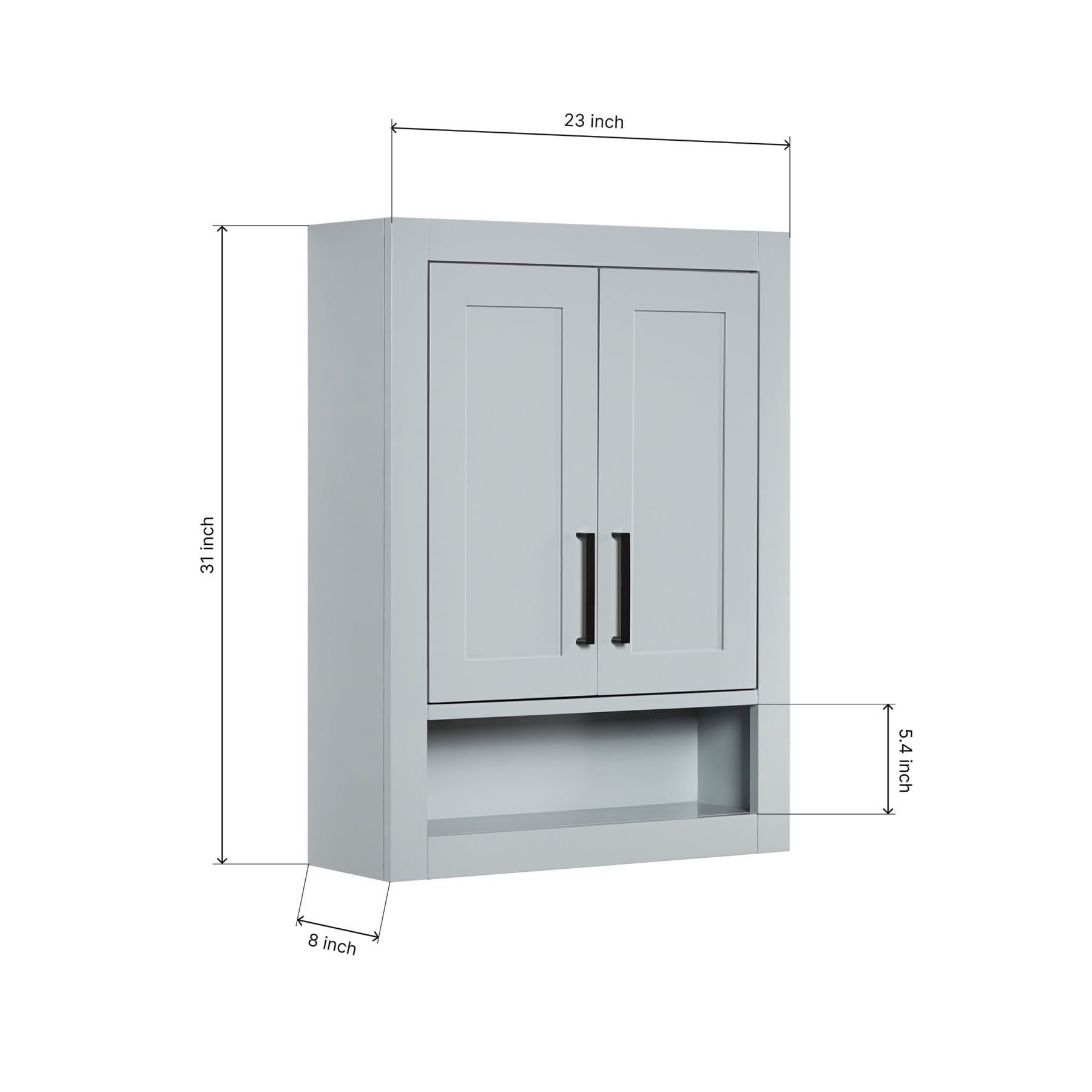 Isabella 3123-inch Grey base cabinet on dimensions