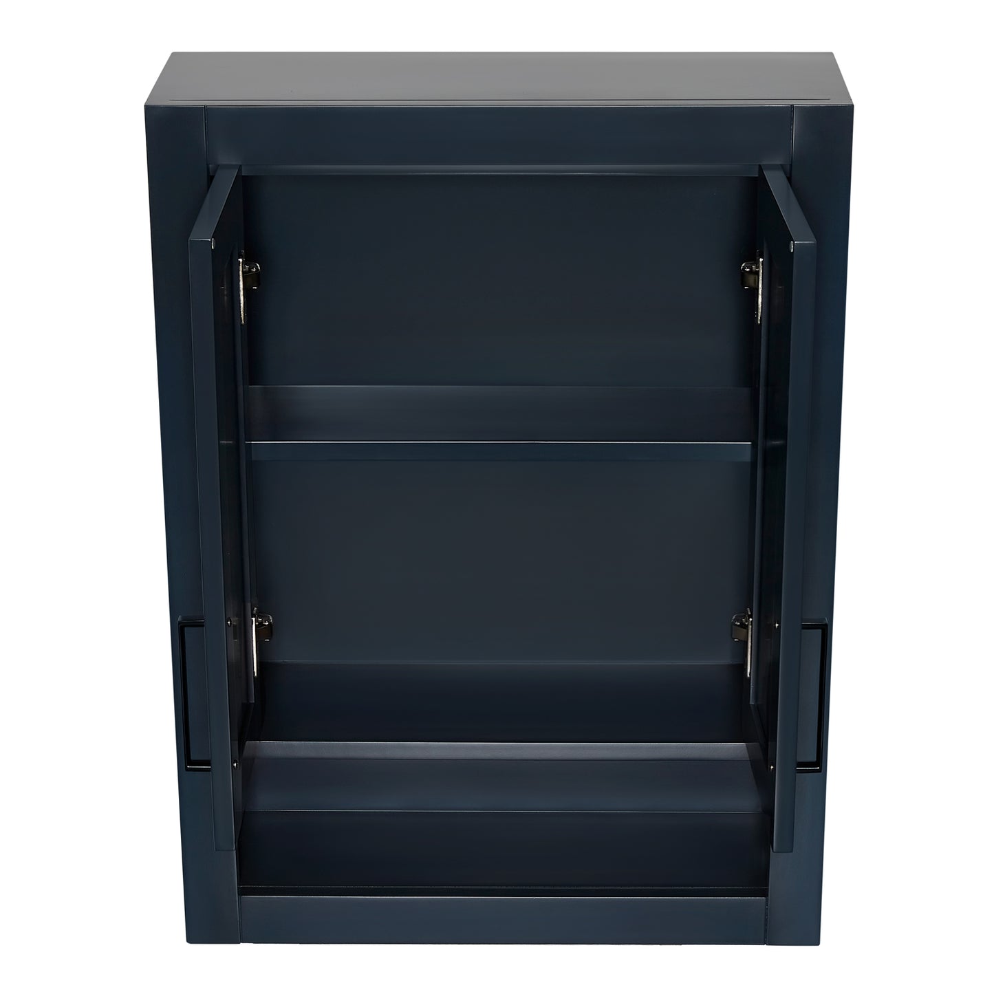 Isabella 3123-inch Midnight Blue base cabinet on white back ground side view open door