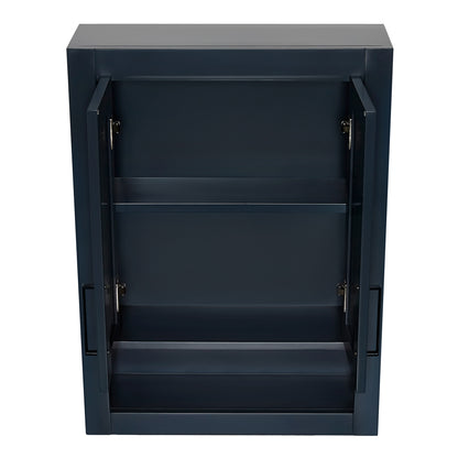 Isabella 3123-inch Midnight Blue base cabinet on white back ground side view open door