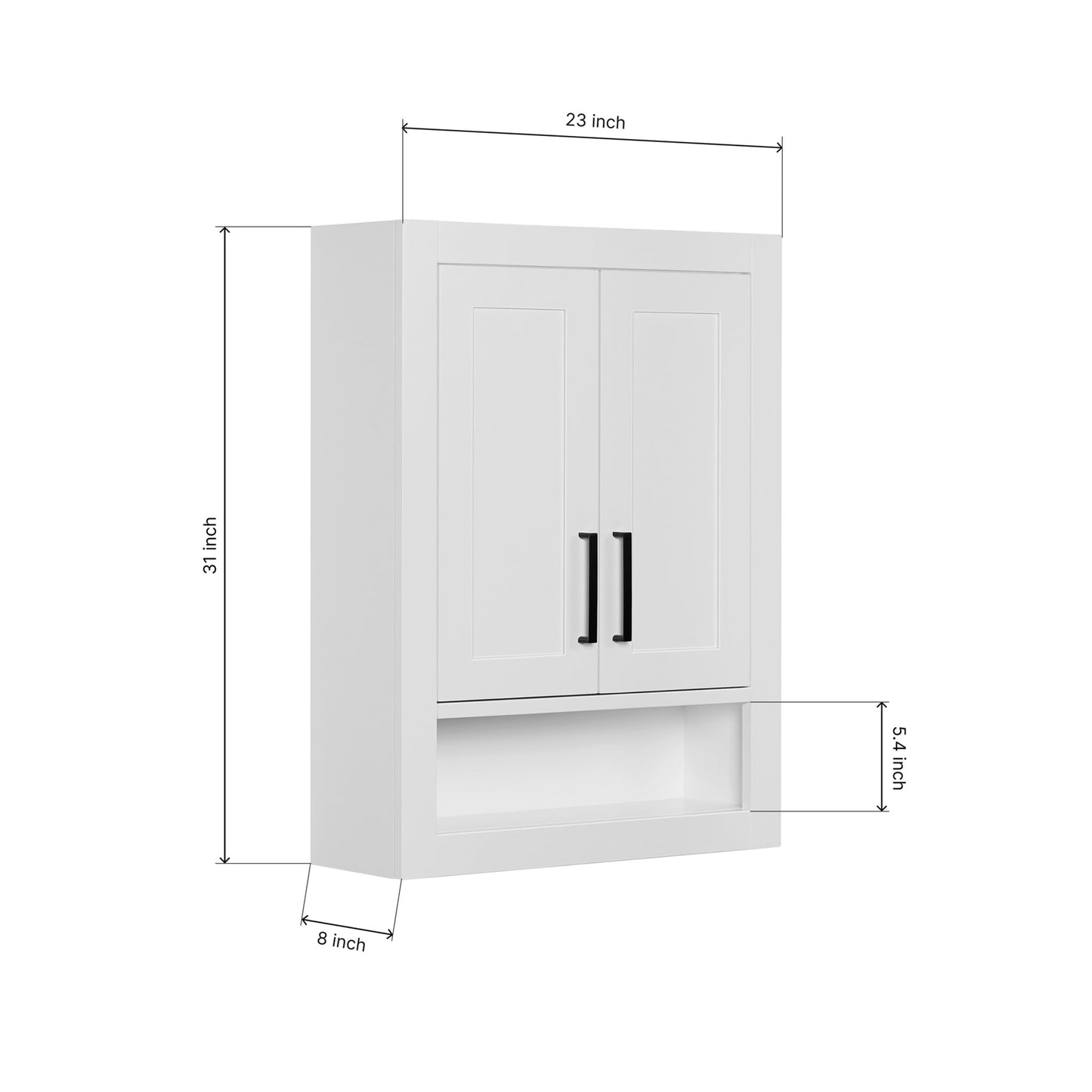 Isabella 3123-inch White base cabinet on dimensions