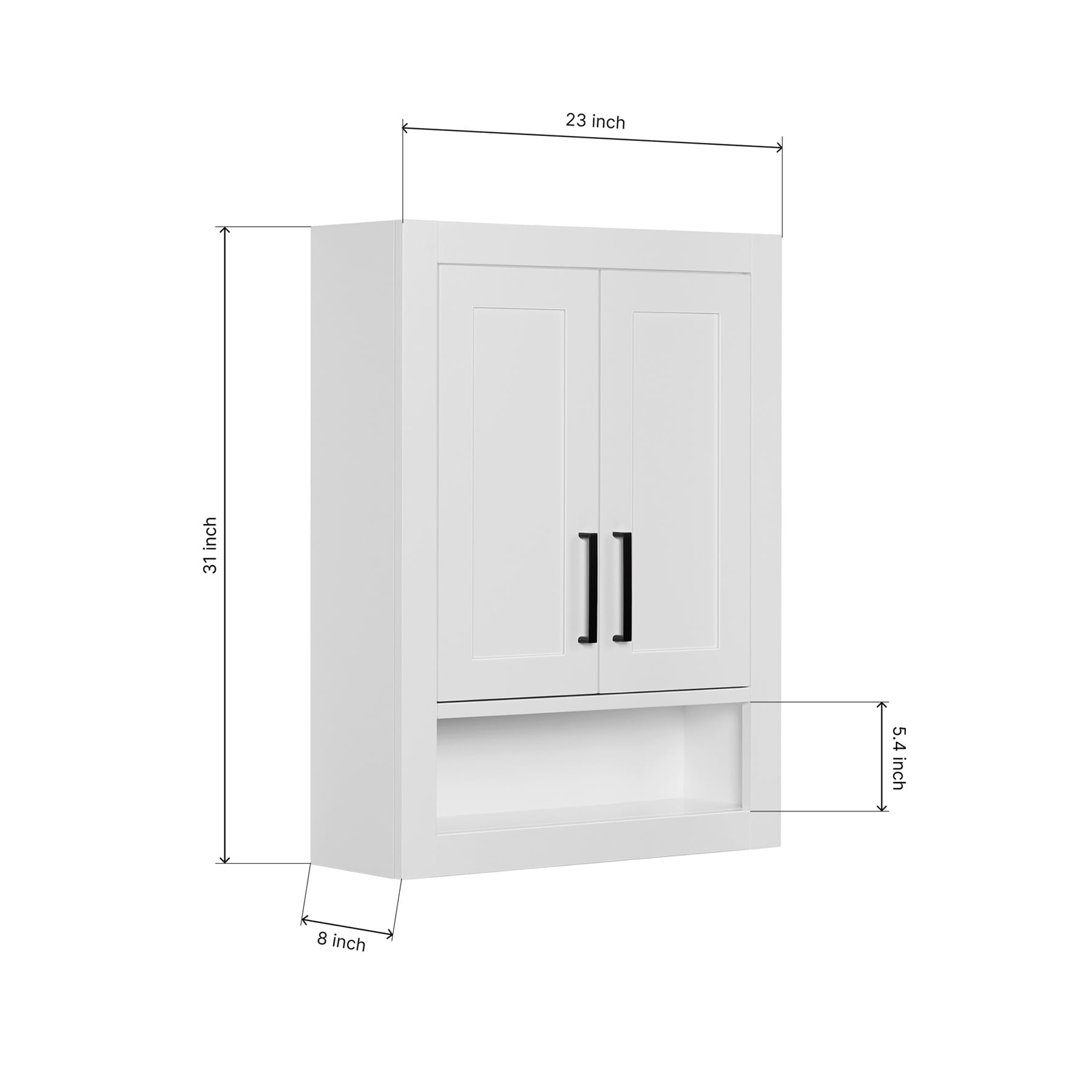 Isabella 3123-inch White base cabinet on dimensions