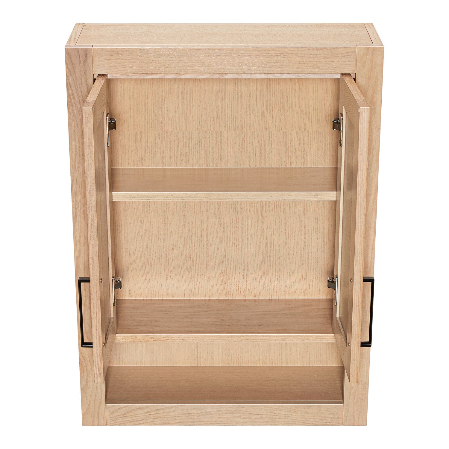 Isabella 3123-inch White Oak base cabinet on white back ground side view open door