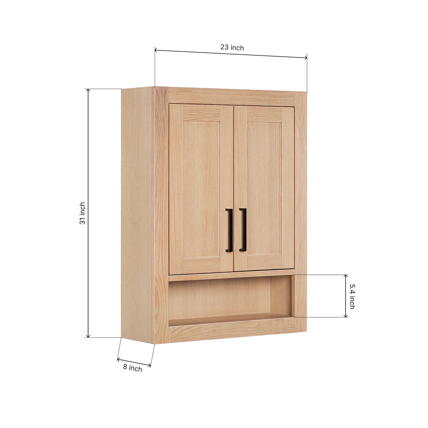 Isabella 3123-inch White Oak base cabinet on dimensions