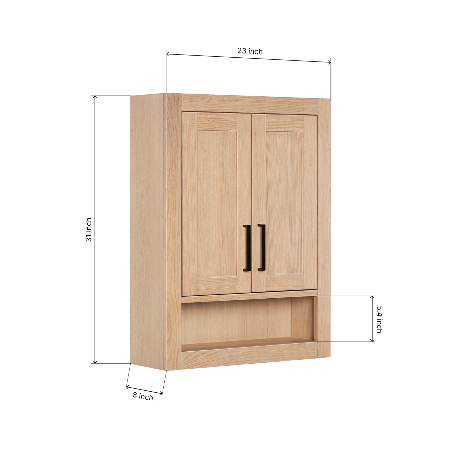 Isabella 3123-inch White Oak base cabinet on dimensions