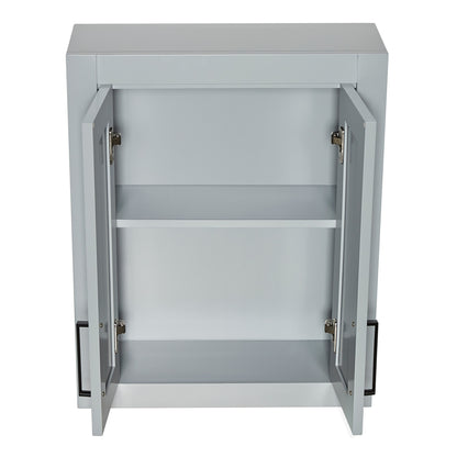 Isabella 2621-inch Grey base cabinet on white back ground side view open door