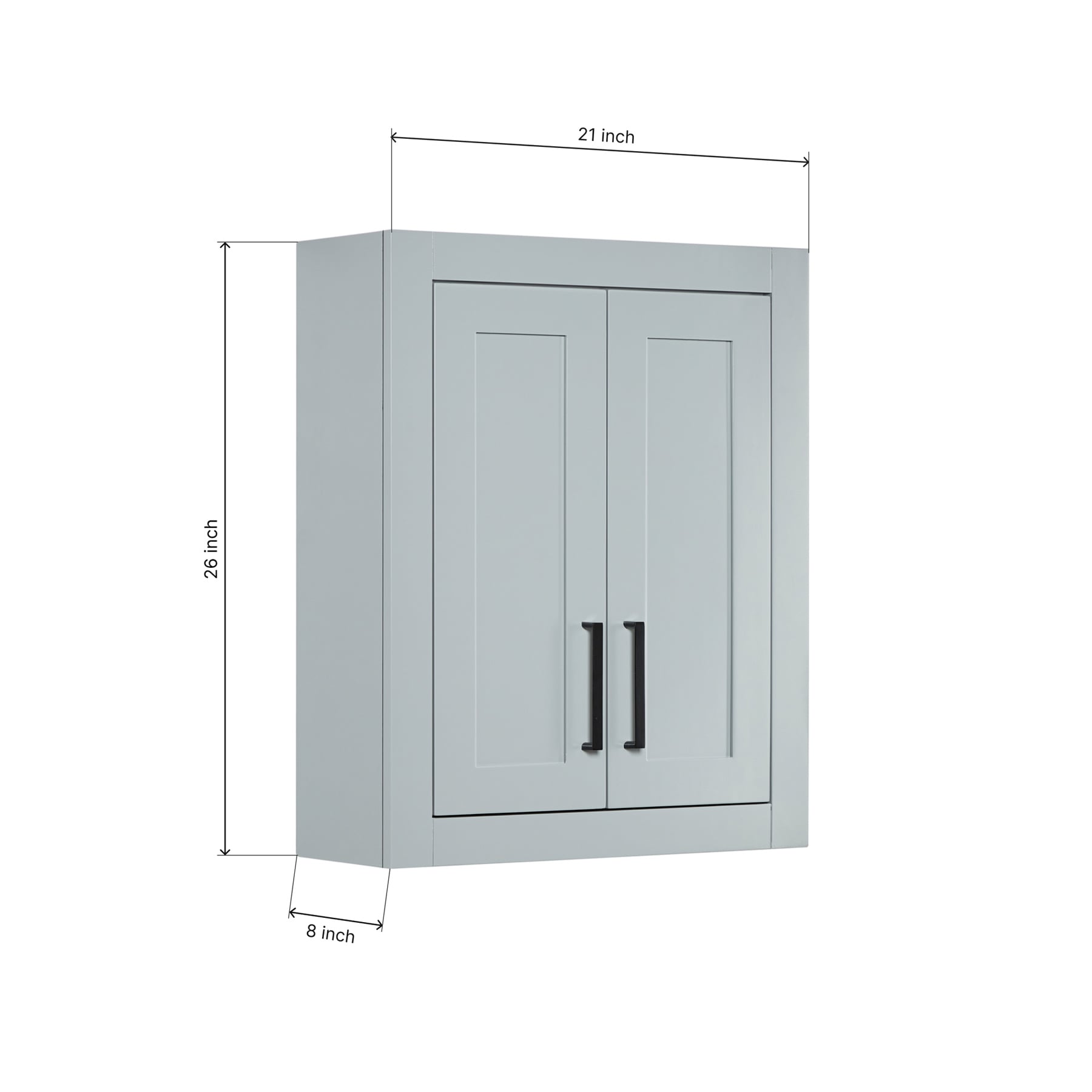 Isabella 2621-inch Grey base cabinet on dimensions