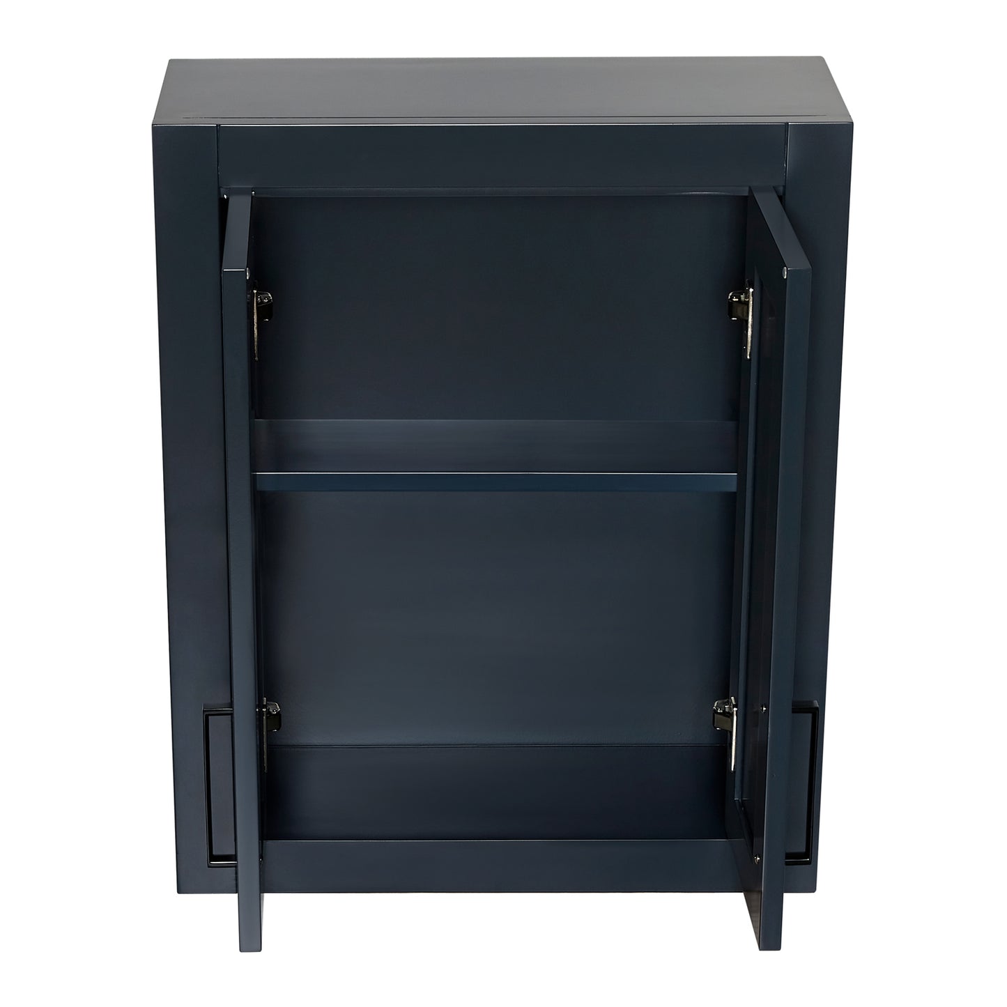 Isabella 2621-inch Midnight Blue base cabinet on white back ground side view open door