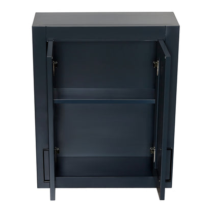 Isabella 2621-inch Midnight Blue base cabinet on white back ground side view open door