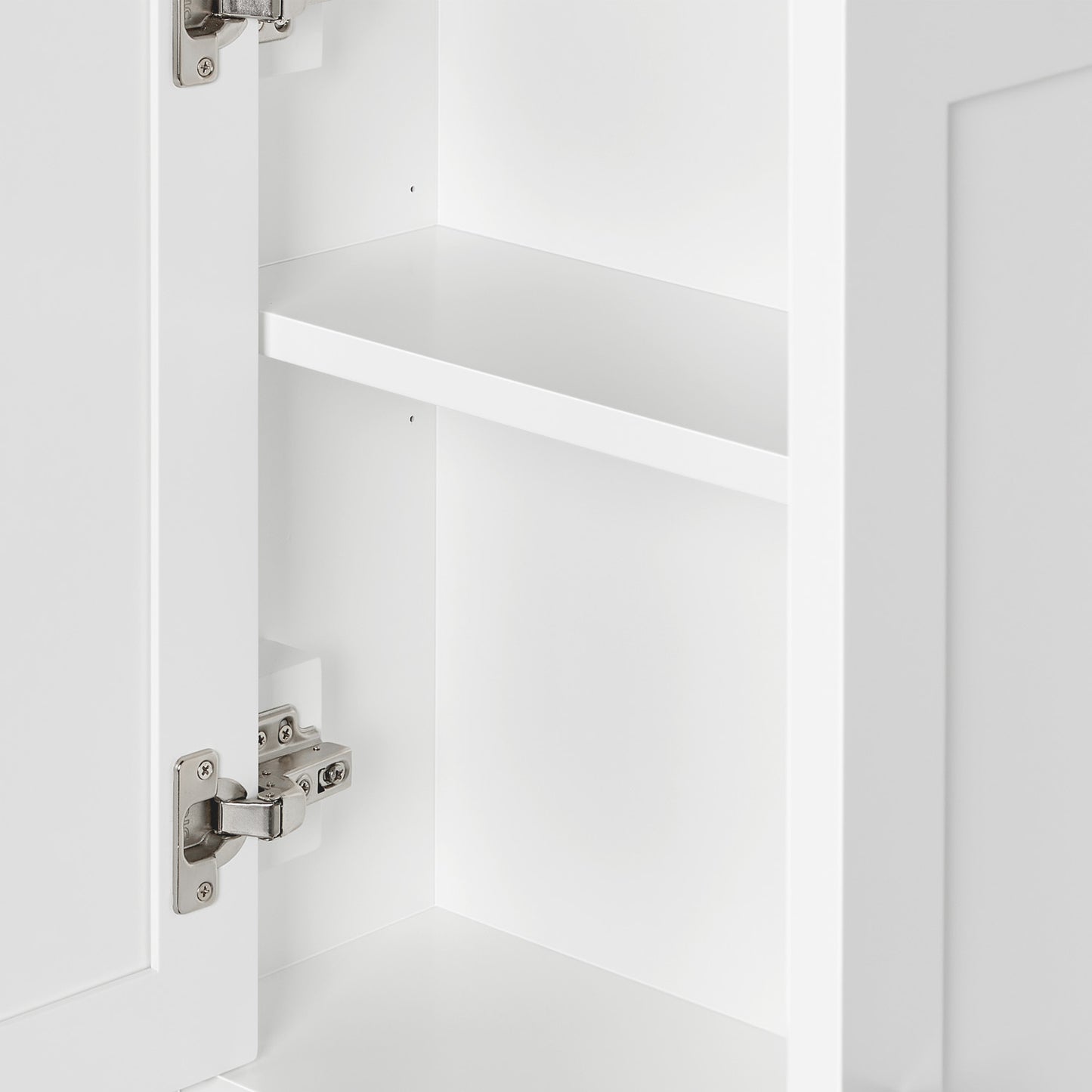 Isabella 2621-inch White base cabinet on white back ground front view open door