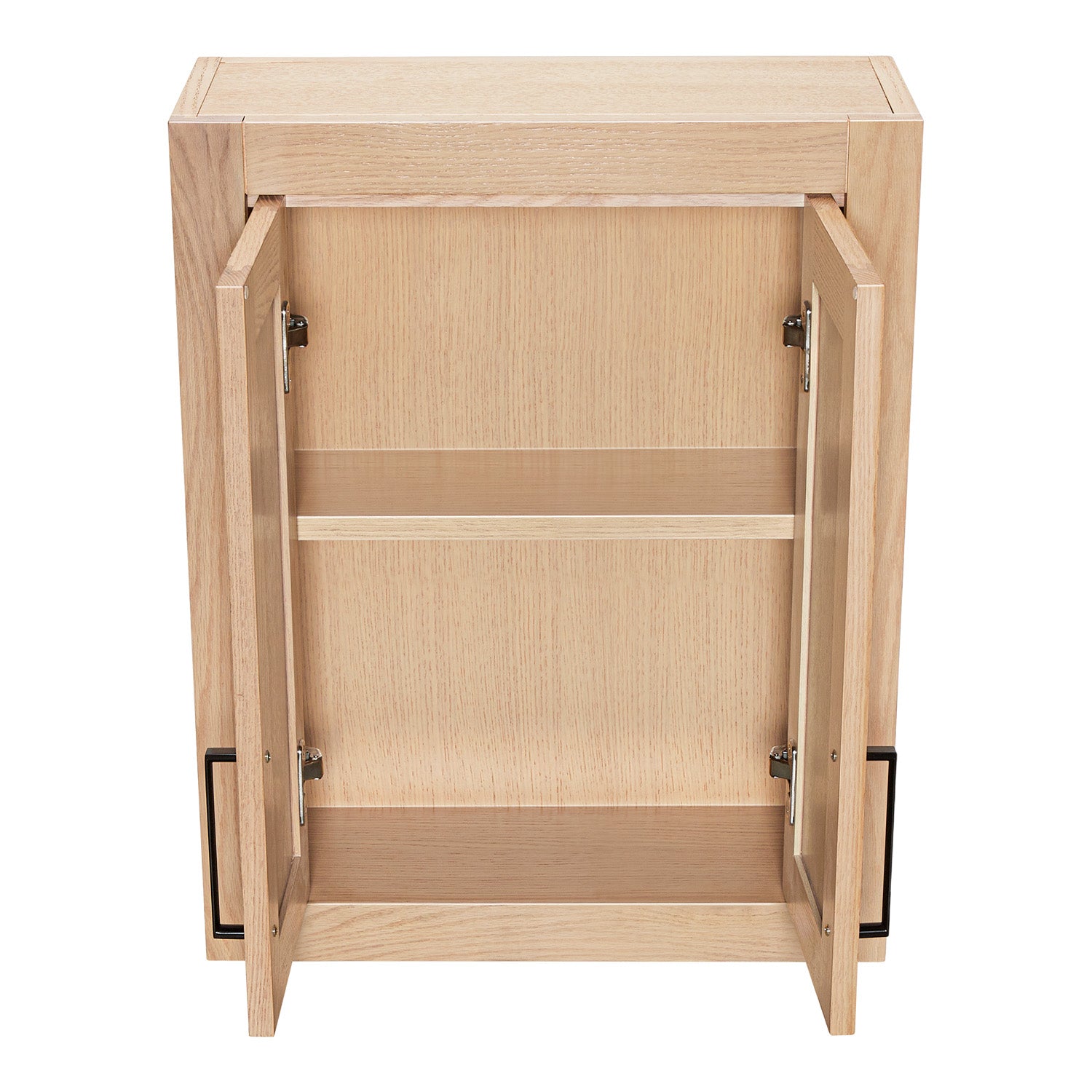 Isabella 2621-inch White Oak base cabinet on white back ground side view open door