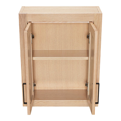 Isabella 2621-inch White Oak base cabinet on white back ground side view open door
