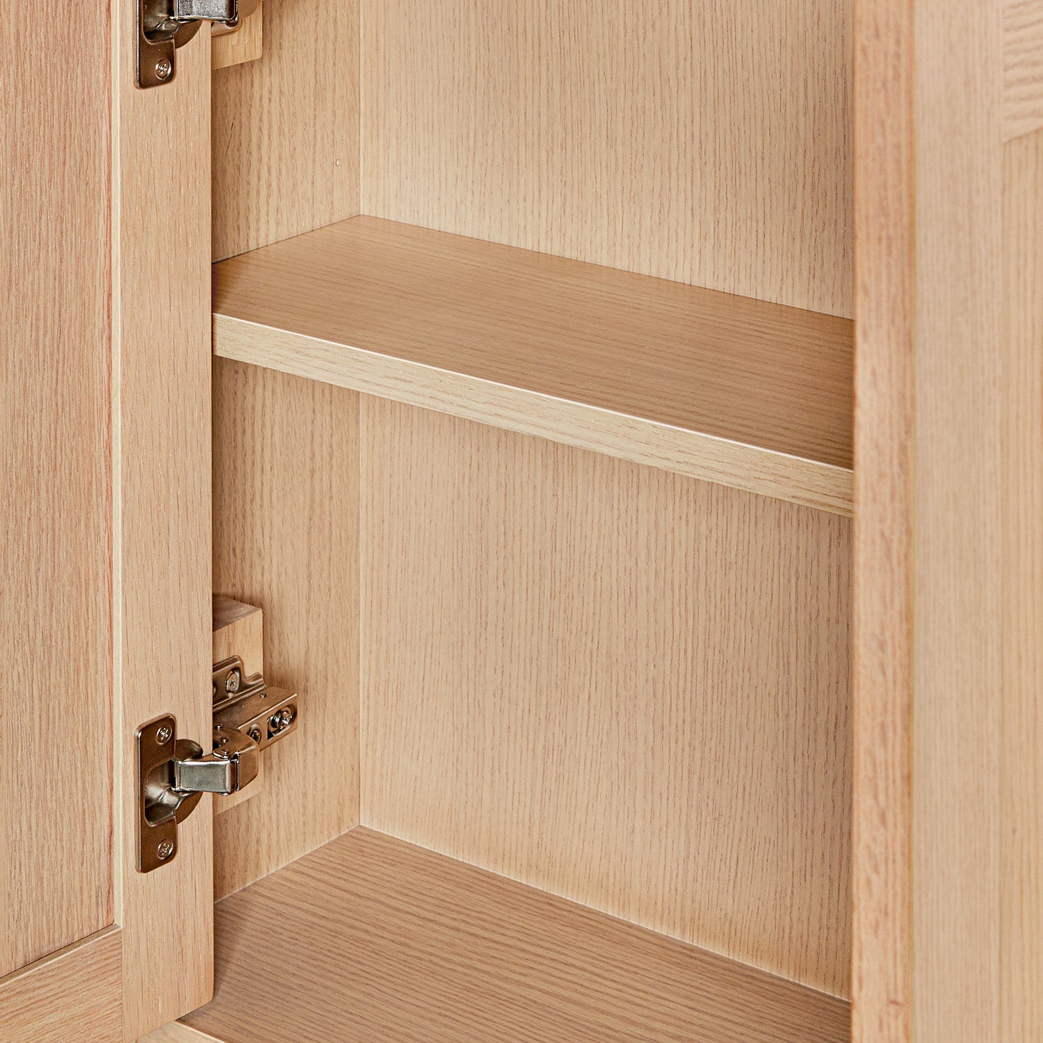 Isabella 2621-inch White Oak base cabinet on white back ground front view open door