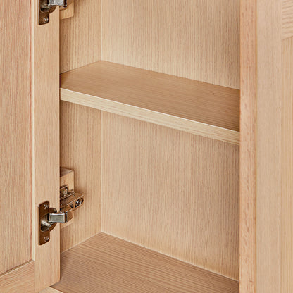 Isabella 2621-inch White Oak base cabinet on white back ground front view open door