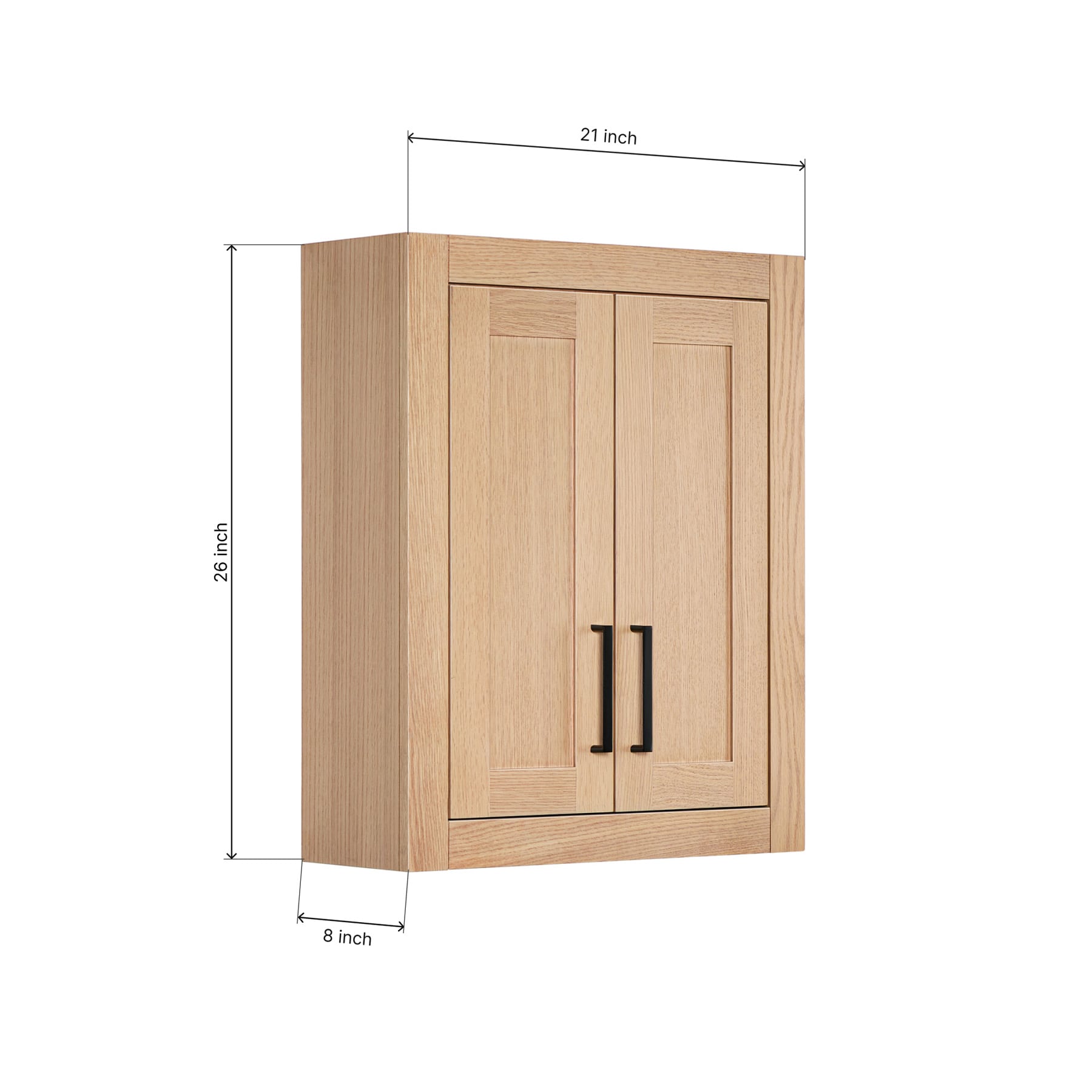 Isabella 2621-inch White Oak base cabinet on dimensions