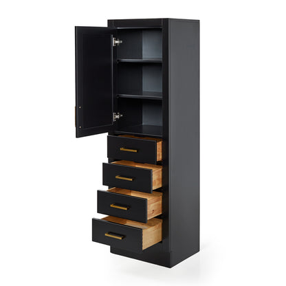 Isabella 2065-inch Black base cabinet on white back ground side view open door