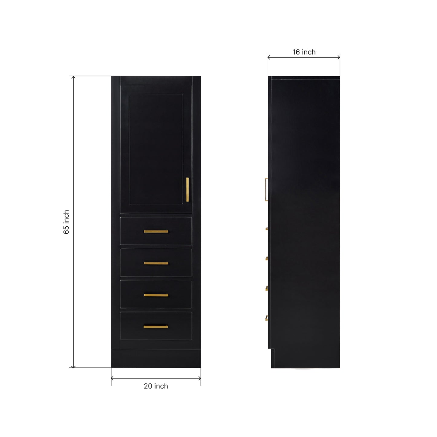 Isabella 2065-inch Black base cabinet on dimensions