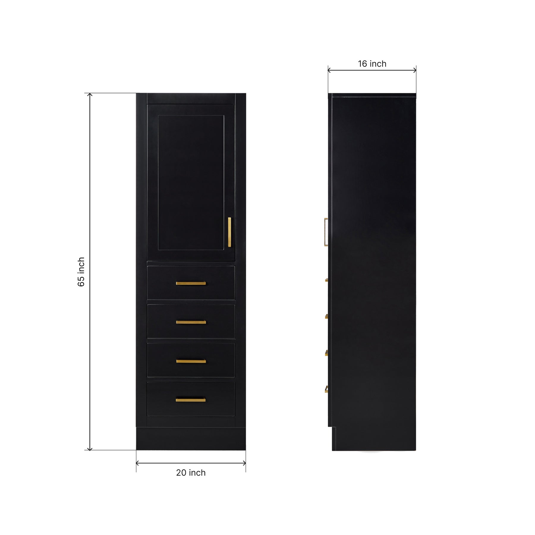 Isabella 2065-inch Black base cabinet on dimensions