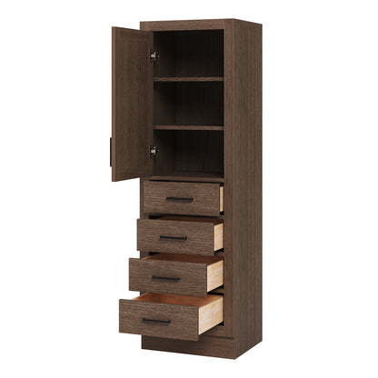 Isabella 2065-inch Brown Oak base cabinet on white back ground side view open door