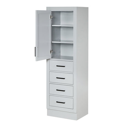 Isabella 2065-inch Grey base cabinet on white back ground side view open door