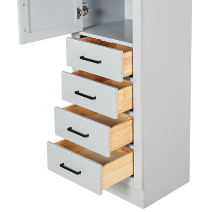 Isabella 2065-inch Grey base cabinet on white back ground front view open door