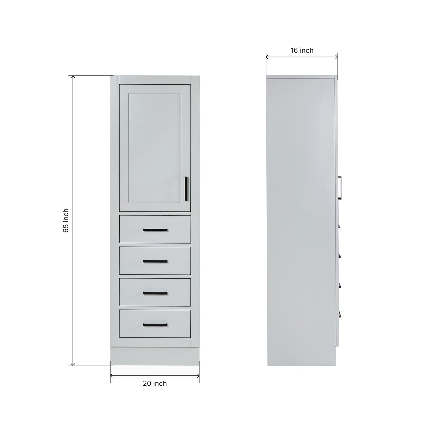 Isabella 2065-inch Grey base cabinet on dimensions