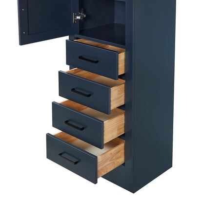 Isabella 2065-inch Midnight Blue base cabinet on white back ground front view open door